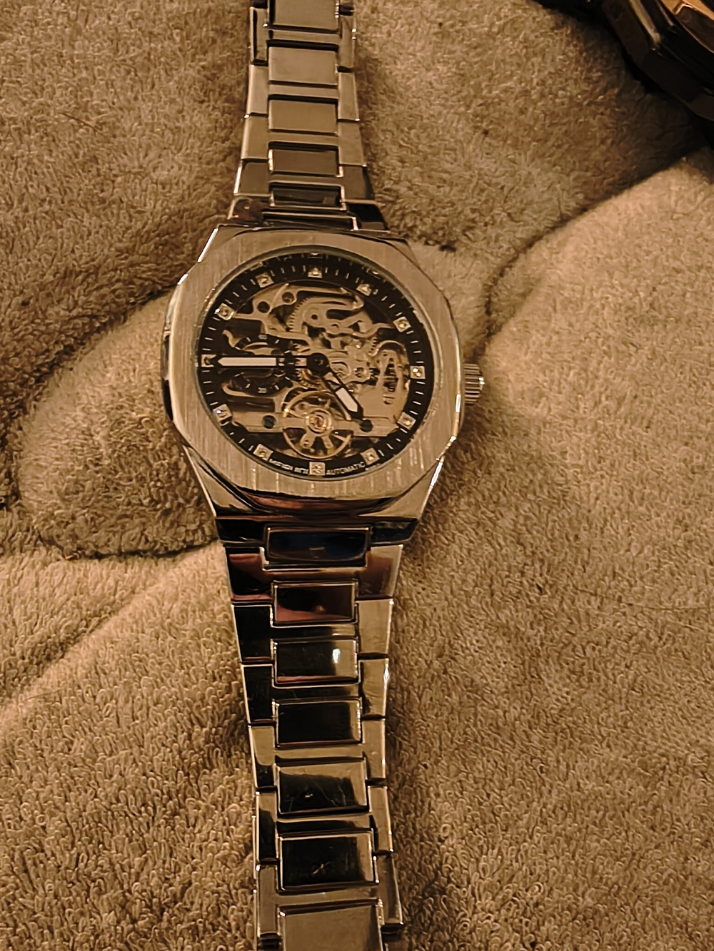 Men's Silver Skeleton Automatic Watch - Stainless Steel Bracelet